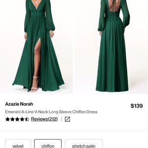 Azazie Long Sleeve Dress - Emerald